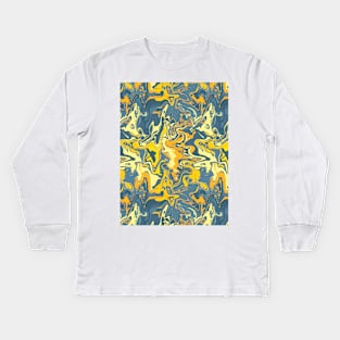 Lightning Strike Marble - Digital Paint Spill Kids Long Sleeve T-Shirt